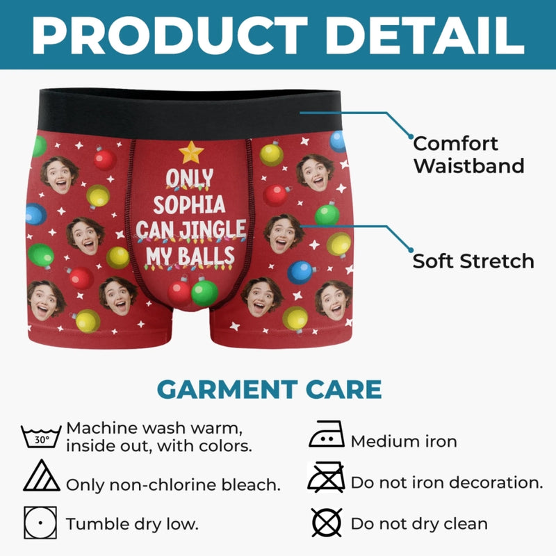Custom Photo Boxer Briefs, Men's Boxers - Personalized Anniversary Christmas Wedding Gifts For Husband And Wife, Him And Her - Naughty List Approved