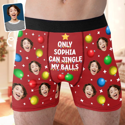 Custom Photo Boxer Briefs, Men's Boxers - Personalized Anniversary Christmas Wedding Gifts For Husband And Wife, Him And Her - Naughty List Approved