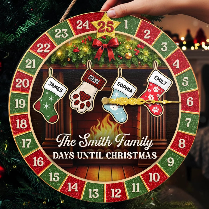 Custom Wooden Countdown Calendar - Personalized Christmas Birthday Gifts For Mom, Dad, Brother, Sister, Kids - Warm Hearts Gather At Christmas