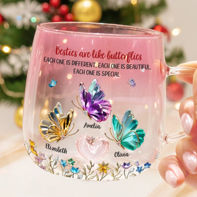 Custom Gradient Glass Mug - Personalized Best Friend Birthday Gifts For Women, Besties, Sisters, BFF - More Than Just Friends