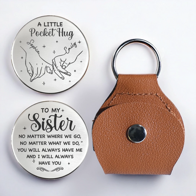 Custom Pocket Hug - Personalized Best Friend Birthday Gifts For Women, Besties, Sisters, BFF - Hand In Hand Through It All