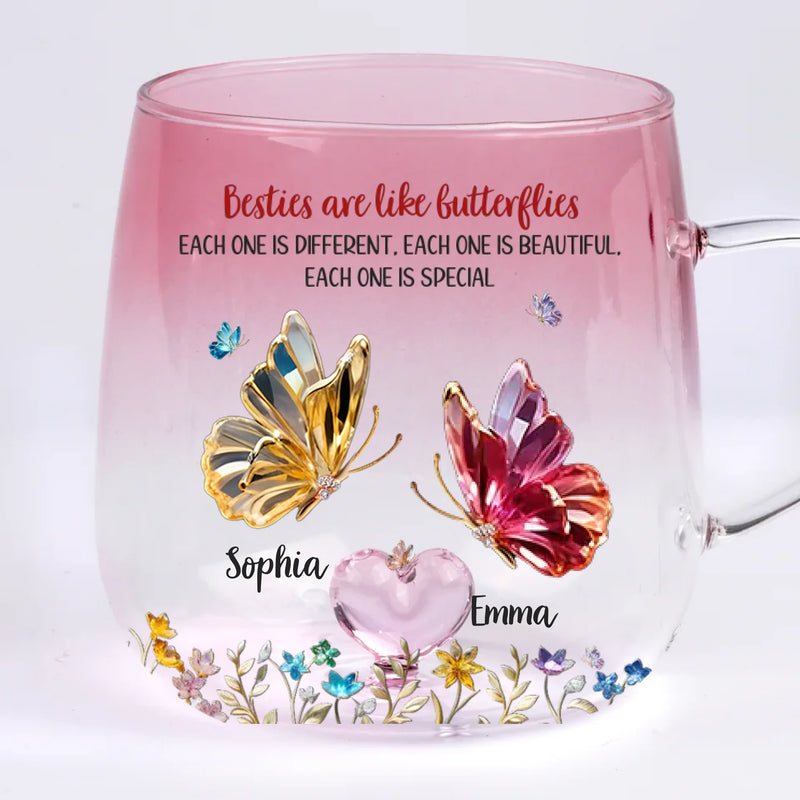 Custom Gradient Glass Mug - Personalized Best Friend Birthday Gifts For Women, Besties, Sisters, BFF - More Than Just Friends