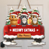 Custom Wood Sign - Personalized Christmas Birthday Gifts For Cat Lovers, Cat Mom And Dad - Whiskers Welcome Here