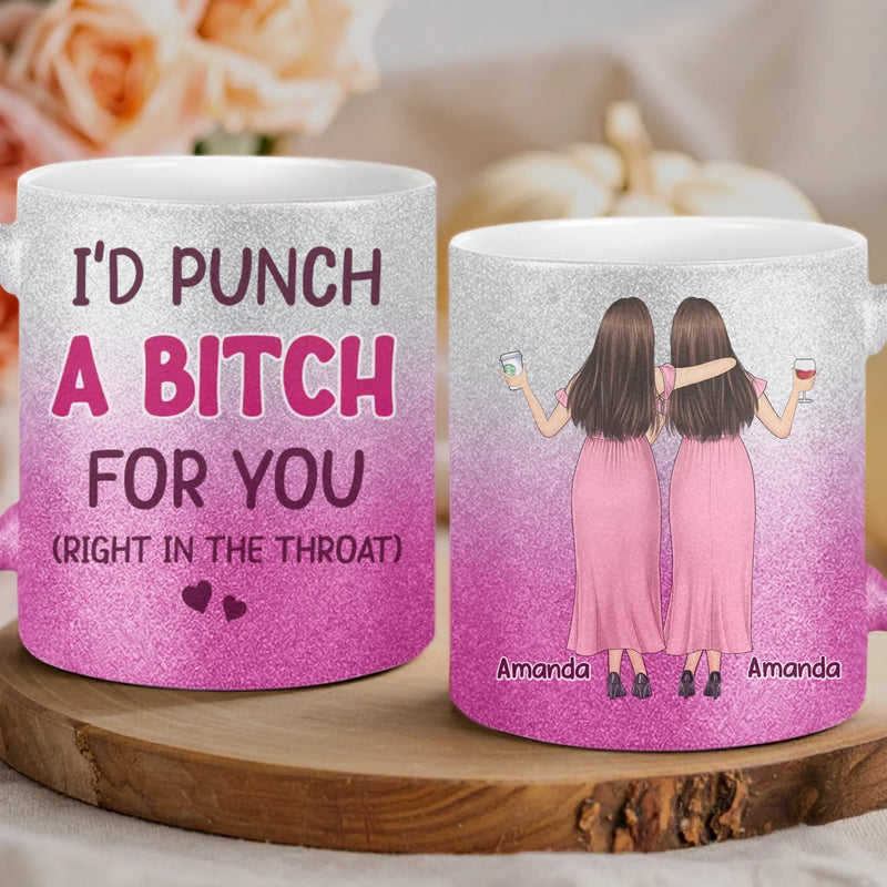 Custom 11OZ Glitter Matte Ceramic Mug - Personalized Best Friend Birthday Gifts For Women, Besties, Sisters, BFF - Smiles Shine Brighter With You