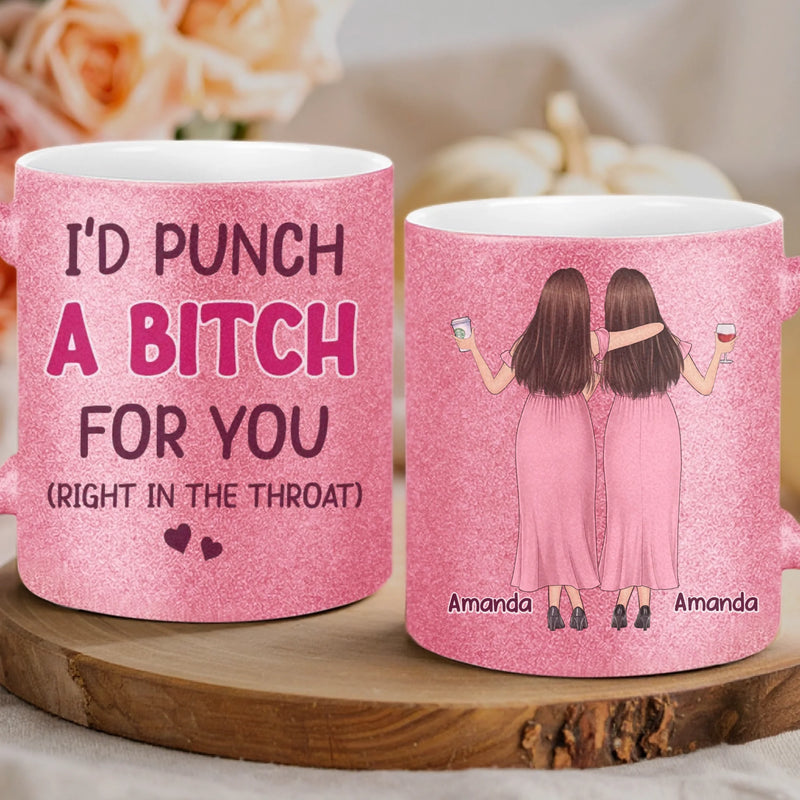 Custom 11OZ Glitter Matte Ceramic Mug - Personalized Best Friend Birthday Gifts For Women, Besties, Sisters, BFF - Smiles Shine Brighter With You