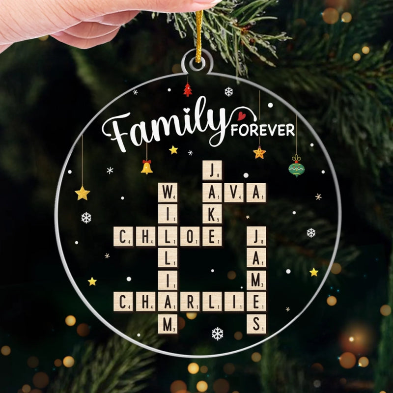 Custom Scrabble Acrylic Ornament - Personalized Christmas Birthday Gifts For Mom, Dad, Brother, Sister, Kids - Love Makes Every Day Home