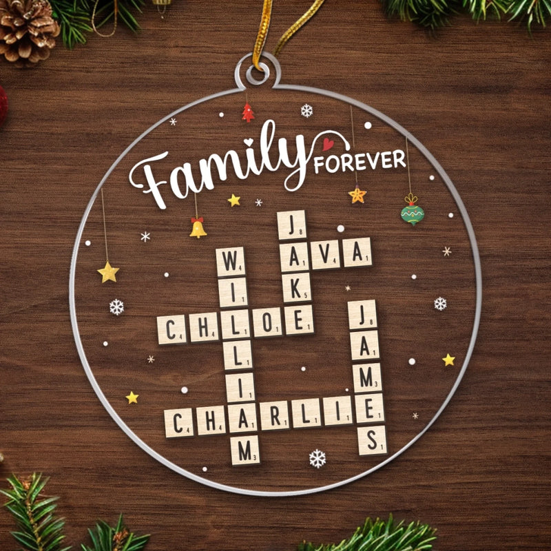 Custom Scrabble Acrylic Ornament - Personalized Christmas Birthday Gifts For Mom, Dad, Brother, Sister, Kids - Love Makes Every Day Home