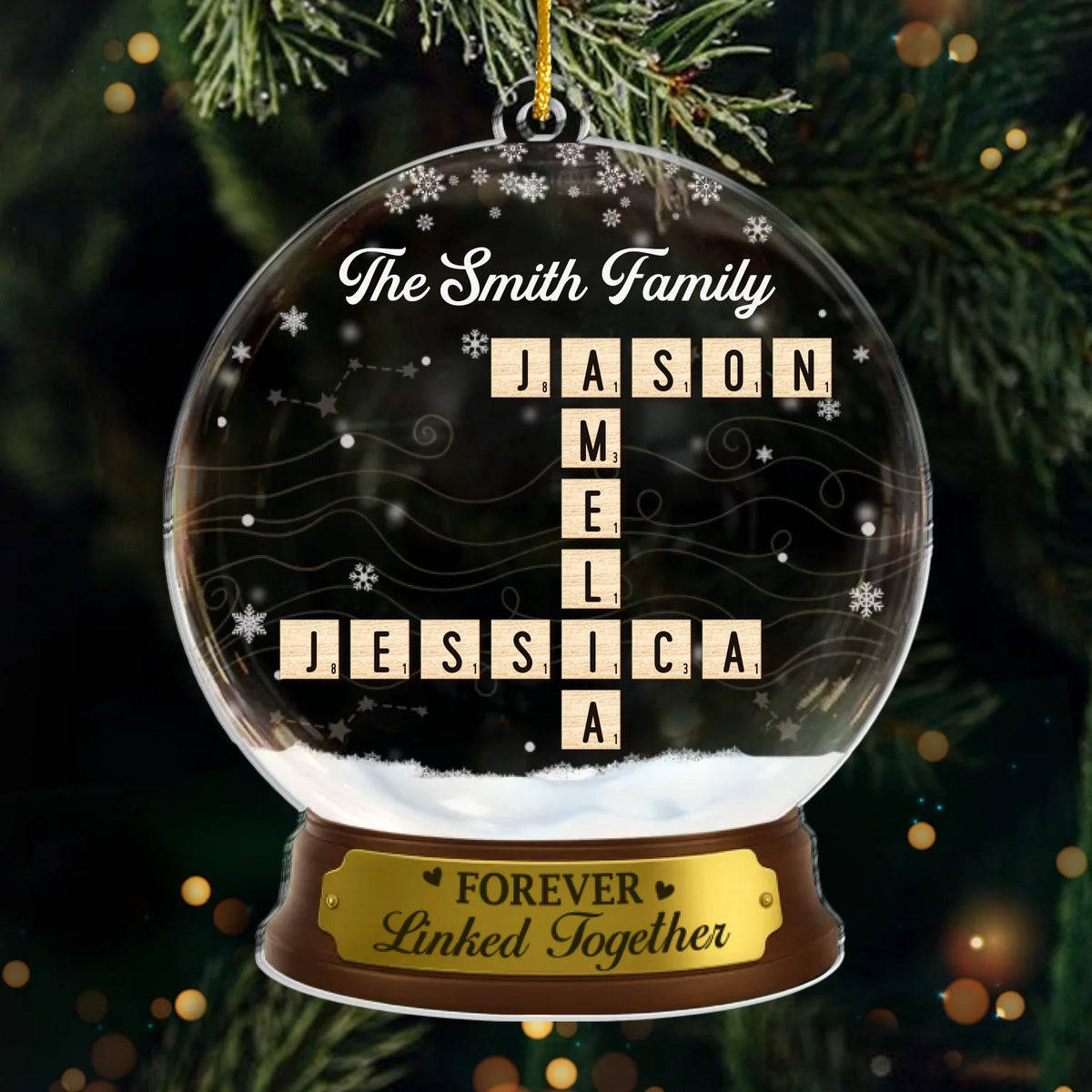 Custom Scrabble Acrylic Ornament - Personalized Christmas Birthday Gifts For Mom, Dad, Brother, Sister, Kids - Together Is Our Favorite Place