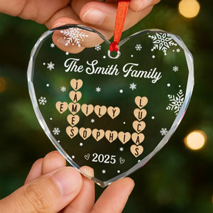 Custom Scrabble Circle Glass Ornament -  Personalized Christmas Birthday Gifts For Mom, Dad, Brother, Sister, Kids - Where Hearts Feel At Home