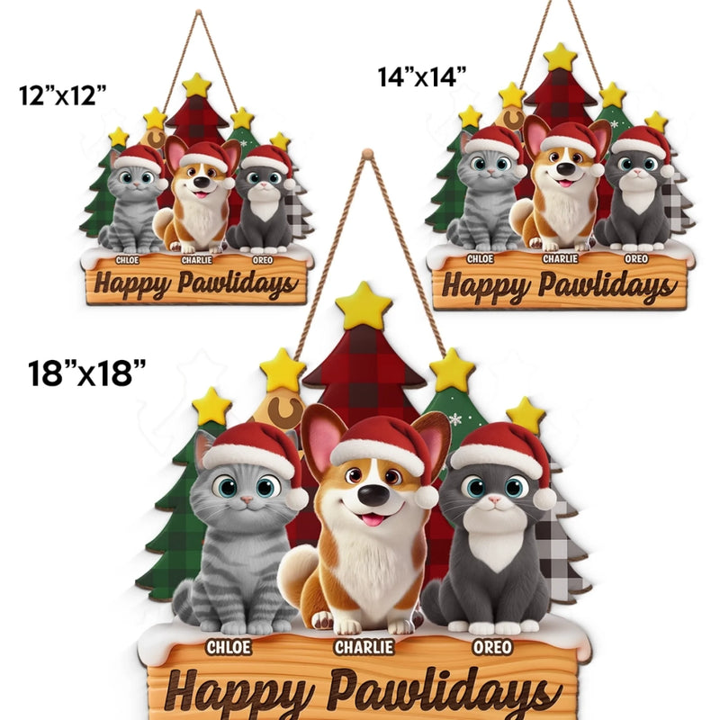 Custom Wood Sign - Personalized Christmas Birthday Gifts For Dog Cat Lovers, Dog Dad And Mom, Cat Owners - Furever Festive
