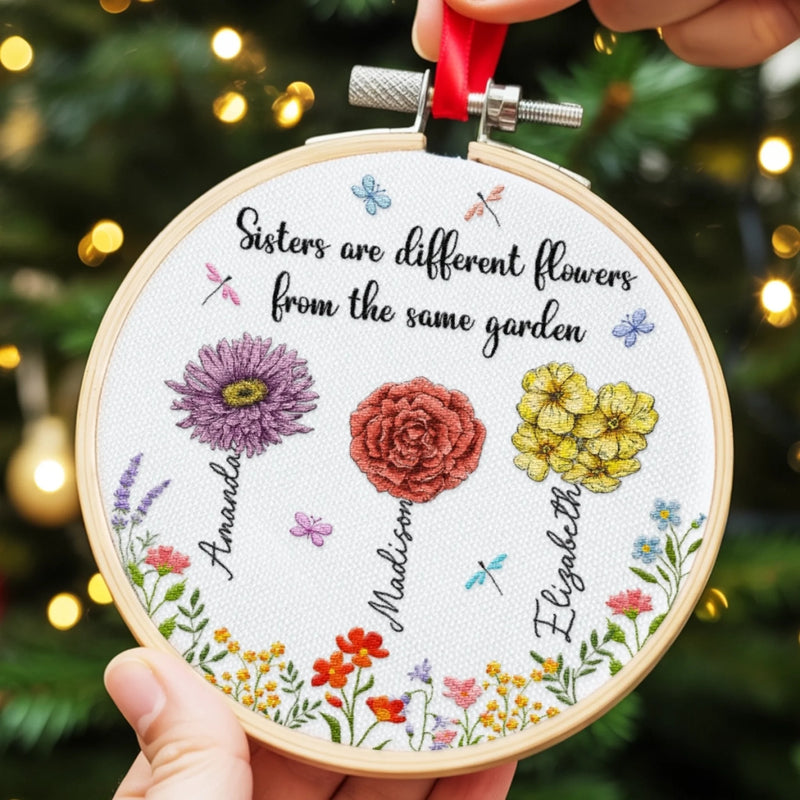 Custom Embroidered Ornament - Personalized Best Friend Christmas Birthday Gifts For Women, Besties, Sisters, BFF - Life Is Better With You