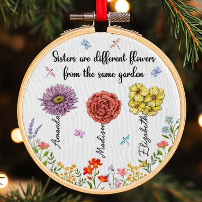 Custom Embroidered Ornament - Personalized Best Friend Christmas Birthday Gifts For Women, Besties, Sisters, BFF - Life Is Better With You