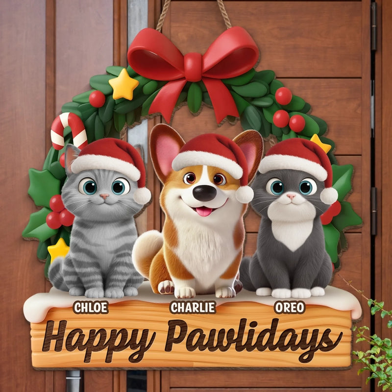 Custom Wood Sign - Personalized Christmas Birthday Gifts For Dog Cat Lovers, Dog Dad And Mom, Cat Owners - Merry Woofmas From Our Pack