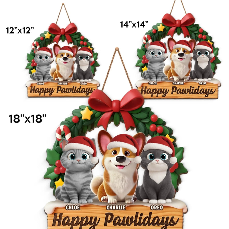 Custom Wood Sign - Personalized Christmas Birthday Gifts For Dog Cat Lovers, Dog Dad And Mom, Cat Owners - Merry Woofmas From Our Pack