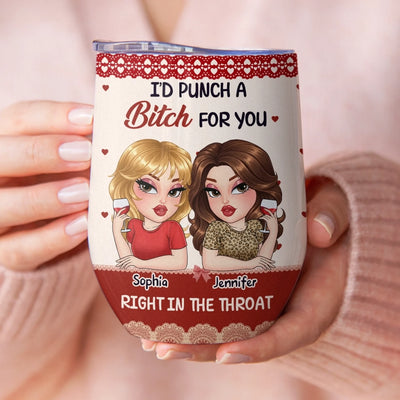 Custom Wine Tumbler - Personalized Best Friend Birthday Gifts For Women, Besties, Sisters, BFF - Forever My Safe Place