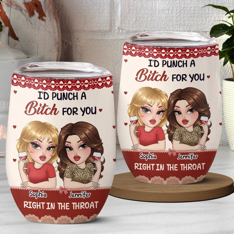 Custom Wine Tumbler - Personalized Best Friend Birthday Gifts For Women, Besties, Sisters, BFF - Forever My Safe Place