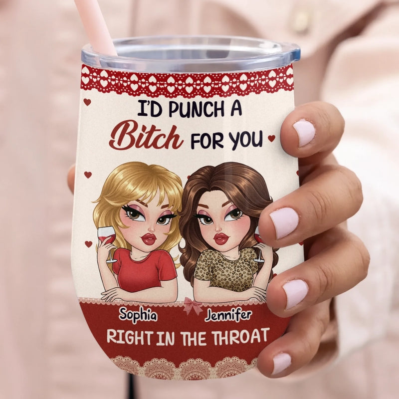 Custom Wine Tumbler - Personalized Best Friend Birthday Gifts For Women, Besties, Sisters, BFF - Forever My Safe Place