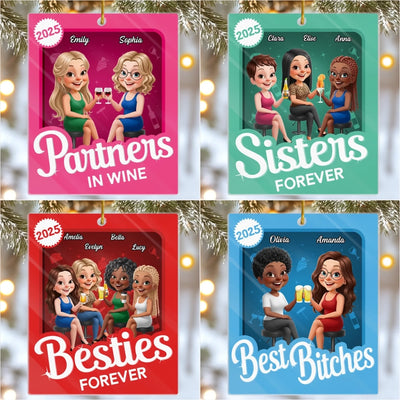 Custom Toy Box Acrylic Ornament - Personalized Best Friend Christmas Birthday Gifts For Women, Besties, Sisters, BFF - Smiles Grow Bigger Together