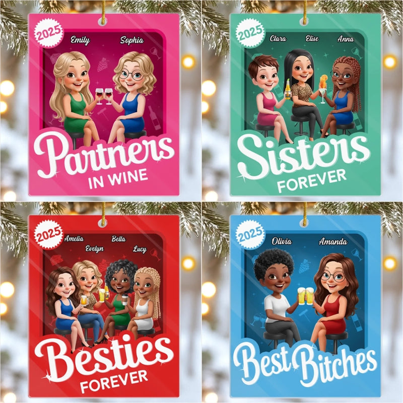 Custom Toy Box Acrylic Ornament - Personalized Best Friend Christmas Birthday Gifts For Women, Besties, Sisters, BFF - Smiles Grow Bigger Together