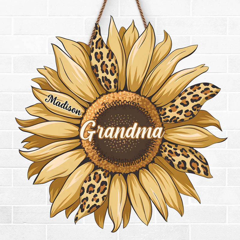 A Flower Blooms With A Grandmother's Love - Family Personalized Custom Shaped Home Decor Wood Sign - House Warming Gift For Mom, Grandma