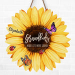 Love Grows Grander With Grandchildren - Family Personalized Custom Shaped Home Decor Wood Sign - House Warming Gift For Grandma, Grandpa