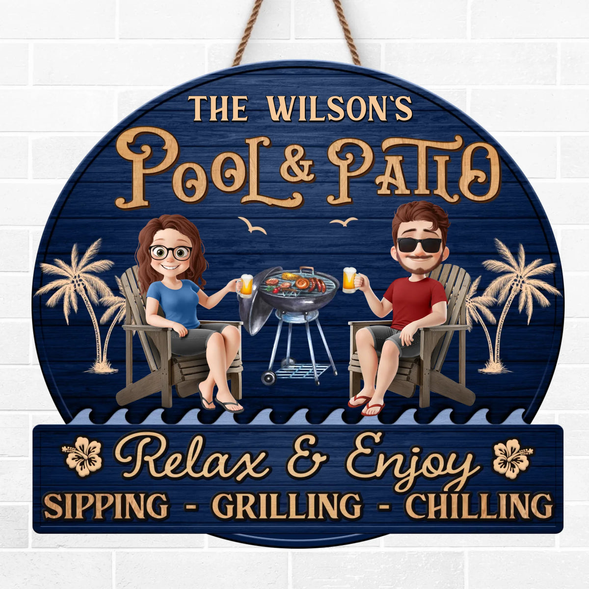 Custom Home Decor Wood Sign - Personalized Anniversary Wedding Gifts For Husband And Wife, Him And Her - Welcome To Our Happy Place