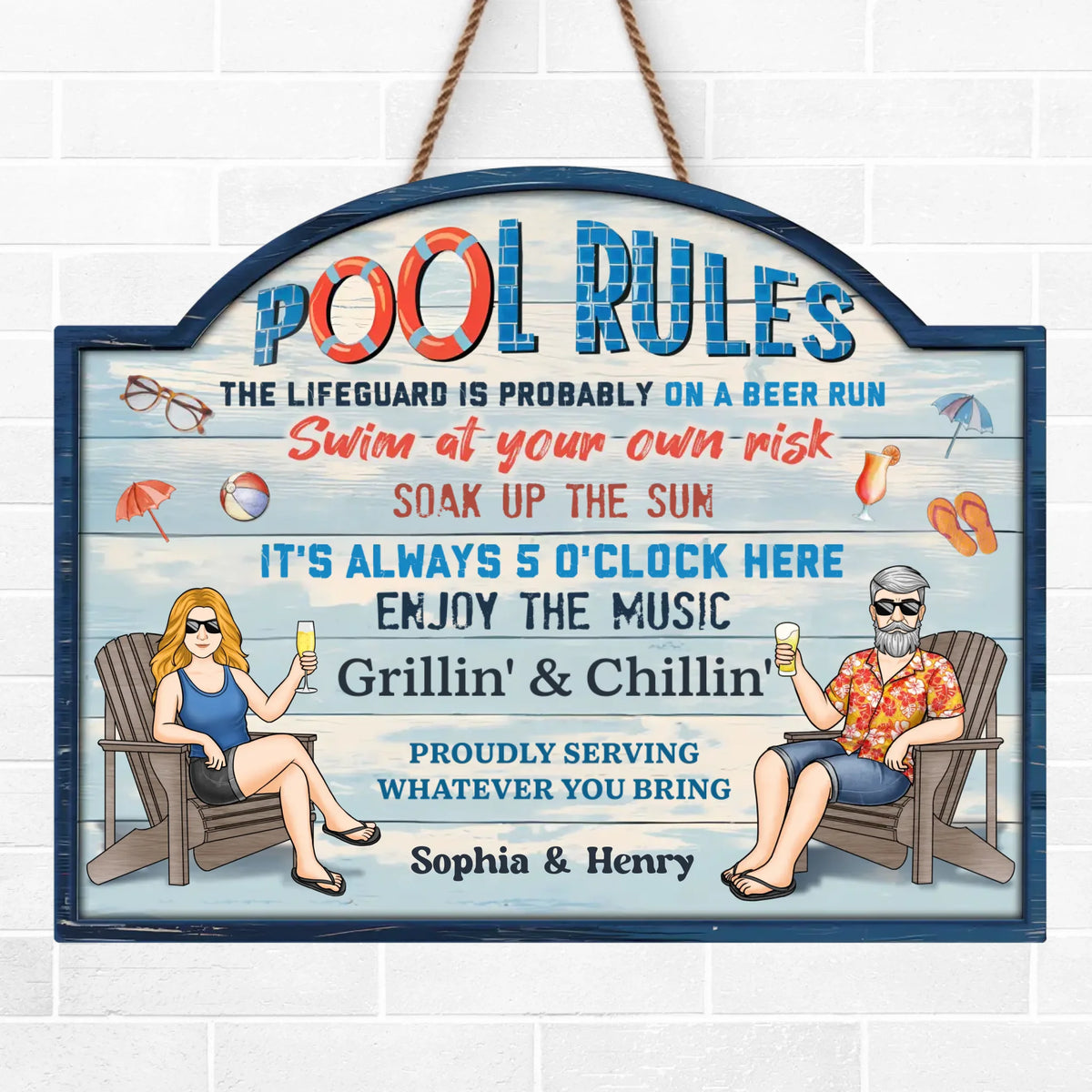 Custom Home Decor Wood Sign - Personalized Anniversary Wedding Gifts For Husband And Wife, Him And Her - Couples Who Swim Together, Stay Together