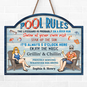 Custom Home Decor Wood Sign - Personalized Anniversary Wedding Gifts For Husband And Wife, Him And Her - Couples Who Swim Together, Stay Together