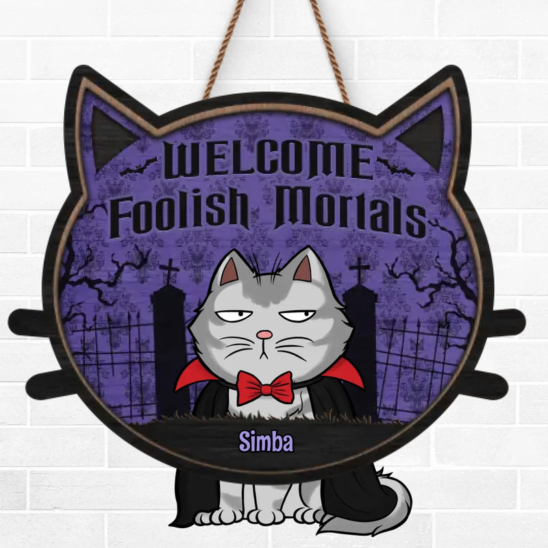 Feline The Halloween Spirit - Cat Personalized Custom Home Decor Wood Sign - Halloween Gift, House Warming Gift For Pet Owners, Pet Lovers