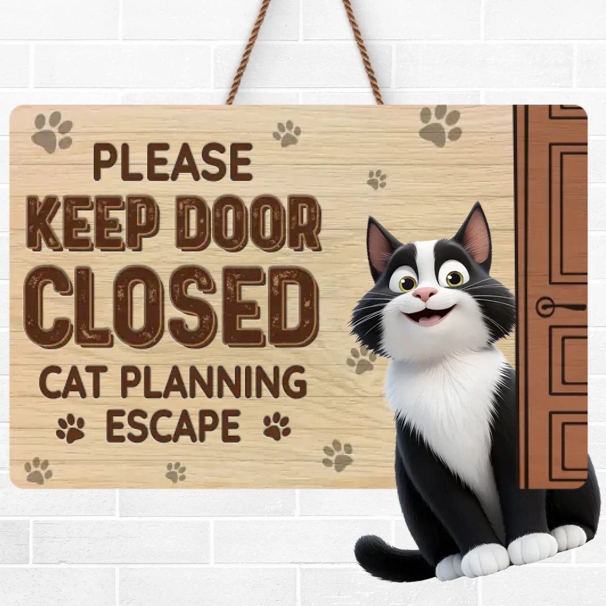 Plotting My Great Escape - Cat Personalized Custom Home Decor Wood Sign - House Warming Gift For Pet Owners, Pet Lovers