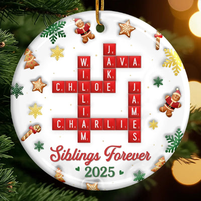 Custom Scrabble Ceramic Ornament - Personalized Christmas Birthday Gifts For Mom, Dad, Brother, Sister, Kids - Home Is Built On Love