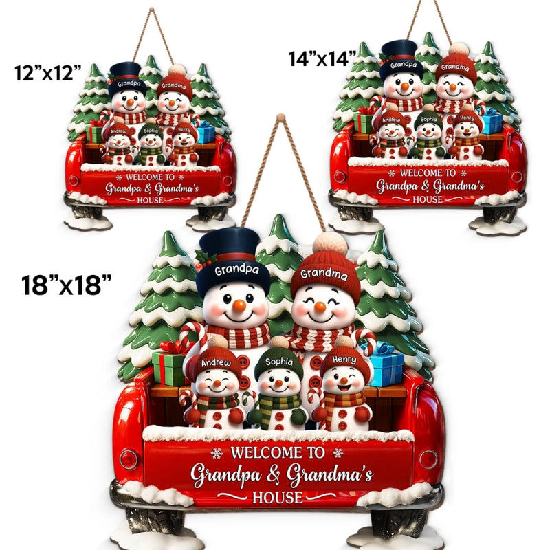 Custom Snowman Wood Sign - Personalized Christmas Birthday Gifts For Grandpa, Grandma - Love Built This Home