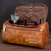 Custom Engraved Leather Toiletry Bag - Personalized  Christmas Birthday Gifts For Dad, Brother, Son, Husband, Groomsman, Best Friends - The Ultimate Man Kit