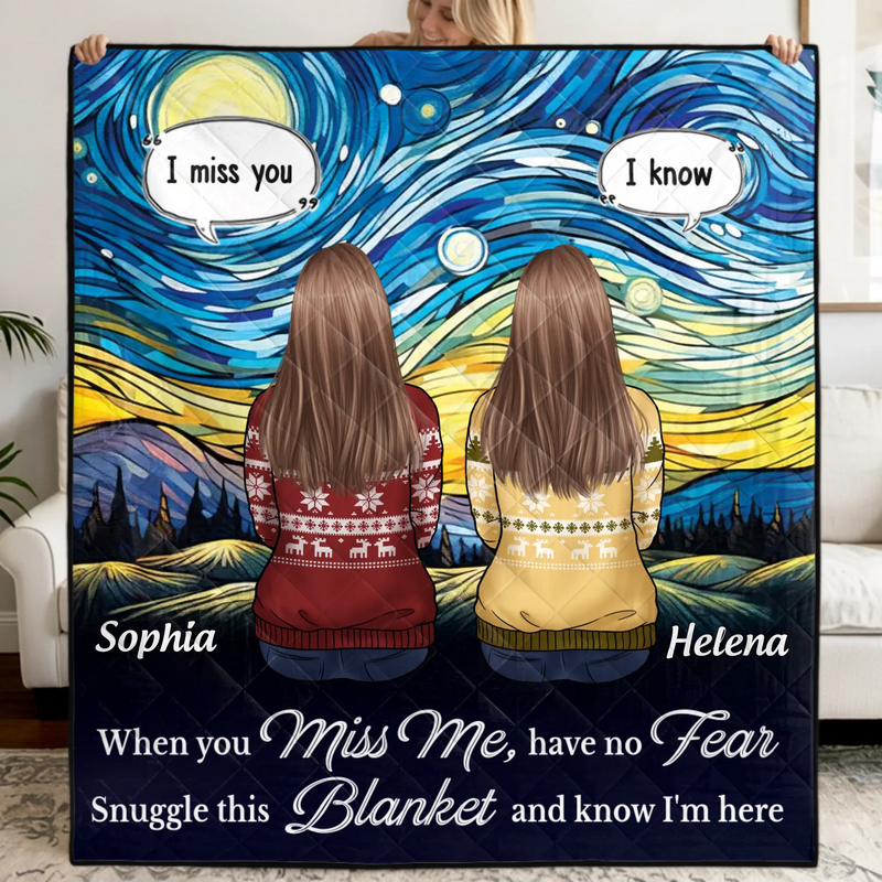 Custom Quilt Blanket - Personalized Memorial Sympathy Gifts For Loss Of Mom, Dad  - Love Stays Though You Are Gone