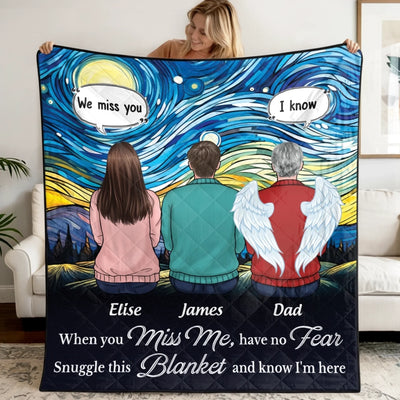 Custom Quilt Blanket - Personalized Memorial Sympathy Gifts For Loss Of Mom, Dad  - Love Stays Though You Are Gone