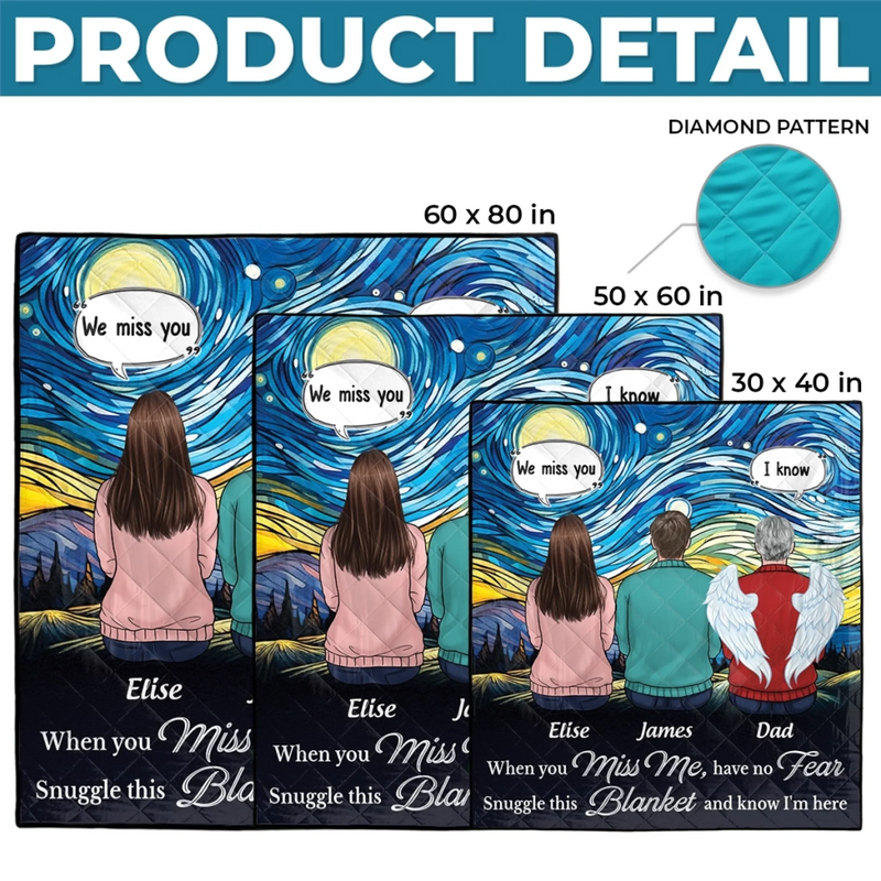 Custom Quilt Blanket - Personalized Memorial Sympathy Gifts For Loss Of Mom, Dad  - Love Stays Though You Are Gone