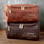 Custom Engraved Leather Toiletry Bag - Personalized Birthday Gifts For Husband - For The Man I Love