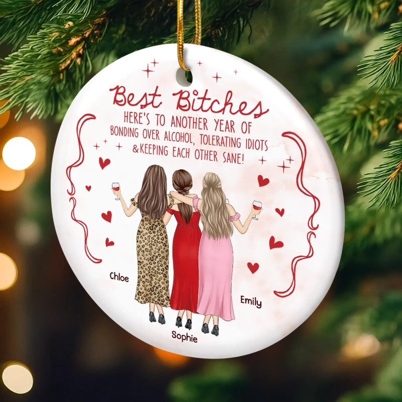 Custom Ceramic Ornament - Personalized Best Friend Christmas Birthday Gifts For Women, Besties, Sisters, BFF - Shining Through Every Season