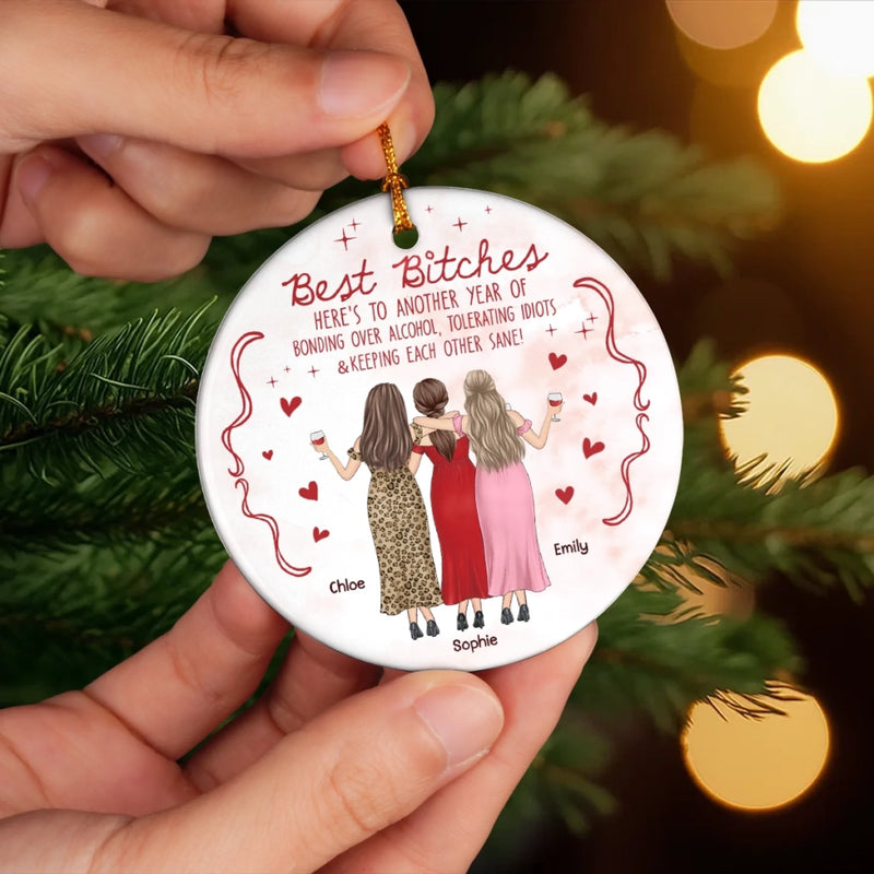 Custom Ceramic Ornament - Personalized Best Friend Christmas Birthday Gifts For Women, Besties, Sisters, BFF - Shining Through Every Season