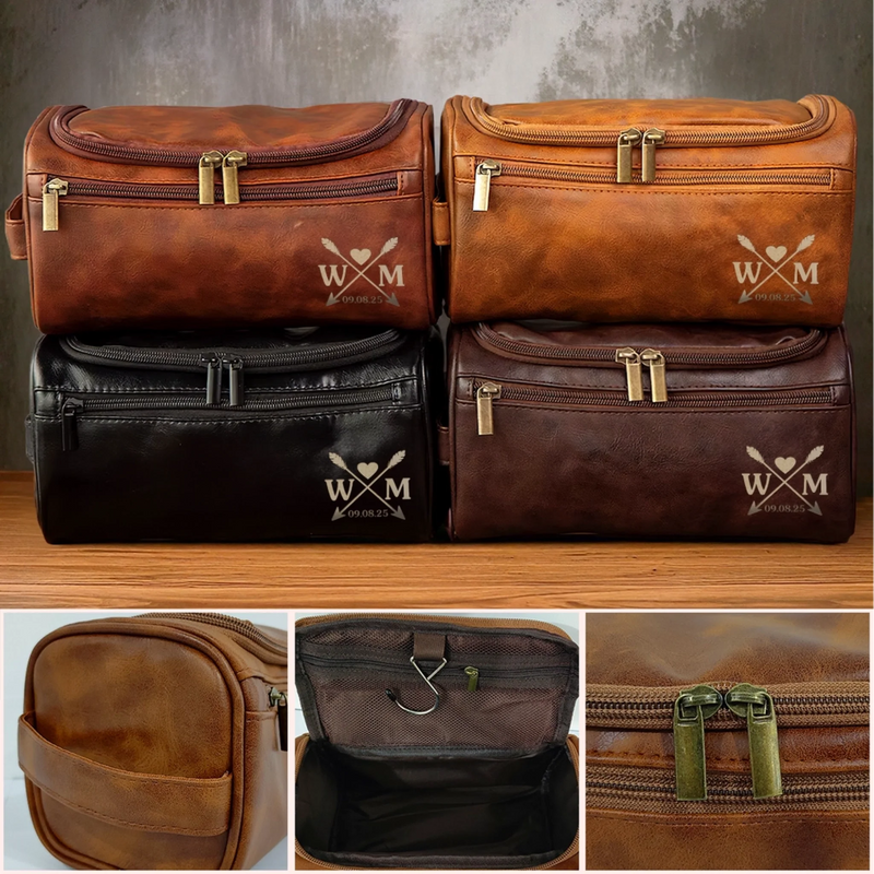 Custom Engraved Leather Toiletry Bag - Personalized Birthday Gifts For Dad, Brother, Grandpa, Husband - Proud Of You Always