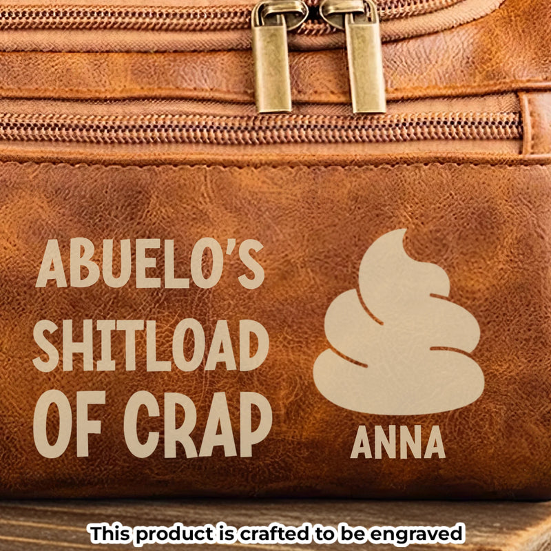 Custom Engraved Leather Toiletry Bag - Personalized Birthday Gifts For Dad, Grandpa - Love Passed From Heart To Heart