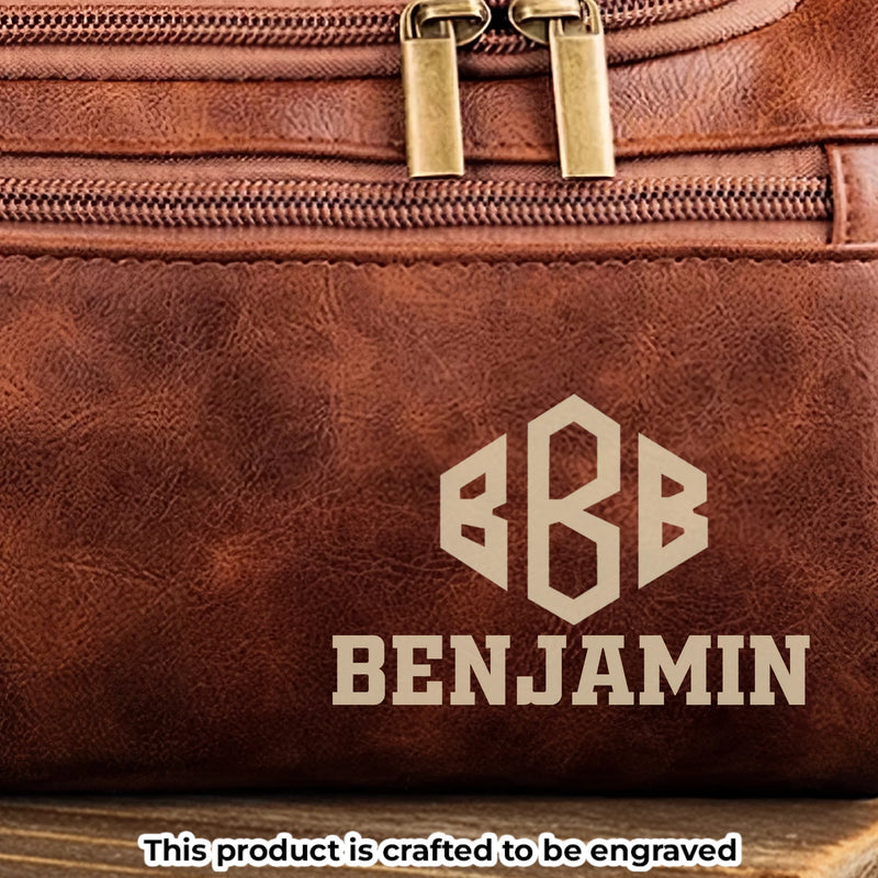 Custom Engraved Leather Toiletry Bag - Personalized Birthday Gifts For Dad, Brother, Grandpa, Husband - Timeless Bond Endless Love