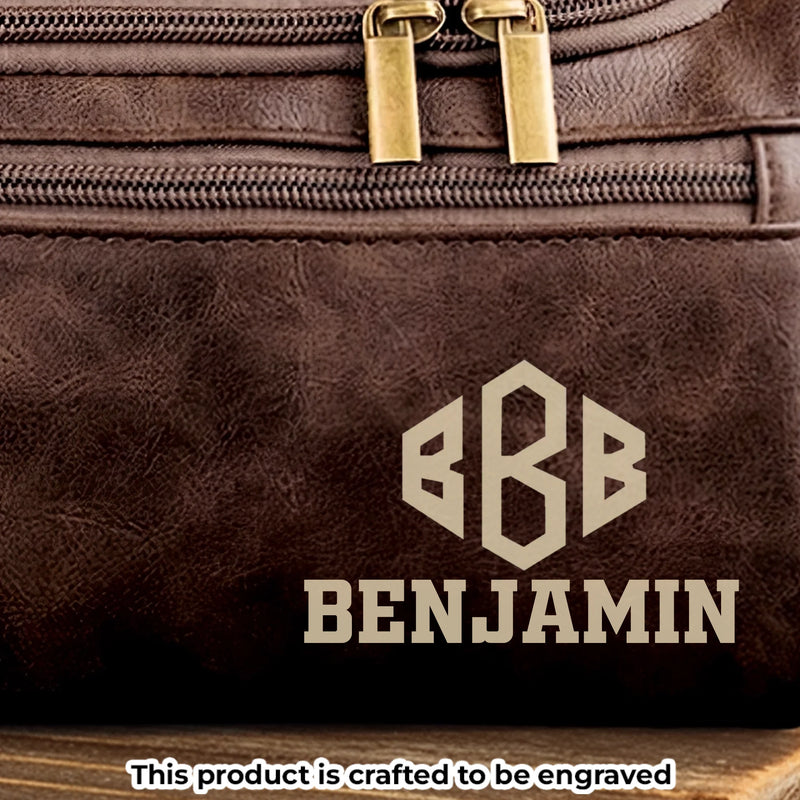 Custom Engraved Leather Toiletry Bag - Personalized Birthday Gifts For Dad, Brother, Grandpa, Husband - Timeless Bond Endless Love
