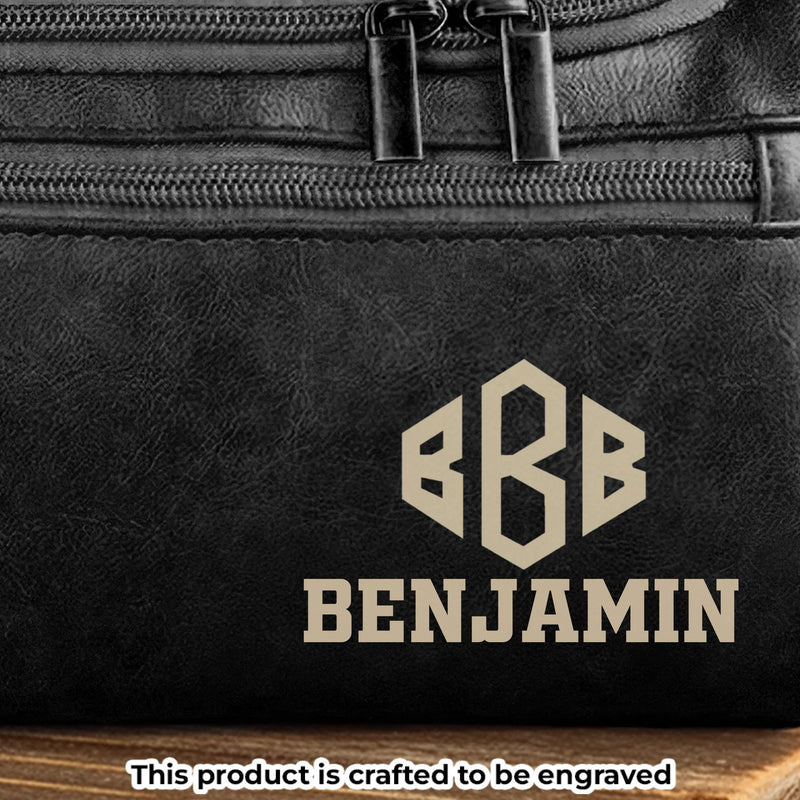 Custom Engraved Leather Toiletry Bag - Personalized Birthday Gifts For Dad, Brother, Grandpa, Husband - Timeless Bond Endless Love