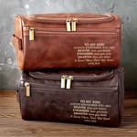 Custom Engraved Leather Toiletry Bag - Personalized Birthday Gifts For Son - Every Mile Matters