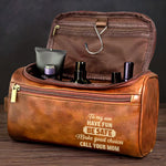 Custom Engraved Leather Toiletry Bag - Personalized Birthday Gifts For Son, Grandson - You Make Us Proud