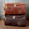 Custom Engraved Leather Toiletry Bag - Personalized  Christmas Birthday Fishing Gifts For Fisherman - For The Guy Who Never Misses A Bite