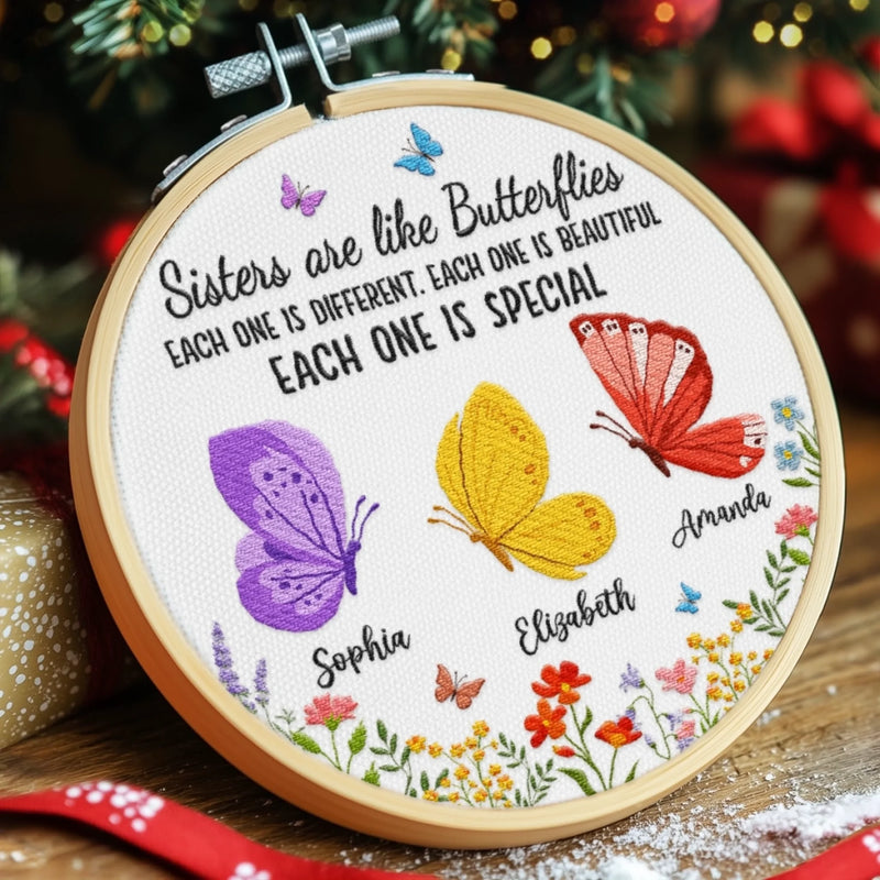 Custom Embroidered Ornament - Personalized Best Friend Christmas Birthday Gifts For Women, Besties, Sisters, BFF - Wild Hearts Same Journey