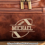 Custom Name Football Gifts for Men - Personalized Engraved Leather Toiletry Bag
