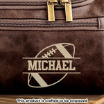 Custom Name Football Gifts for Men - Personalized Engraved Leather Toiletry Bag